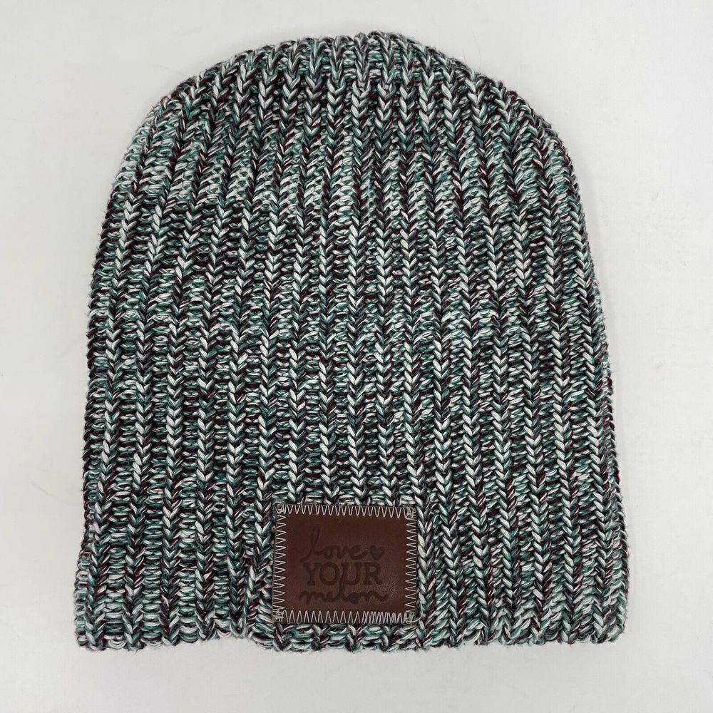 LOVE YOUR MELON Slouch Beanie Heather Green Women OS Knit Hat Cotton Made in USA